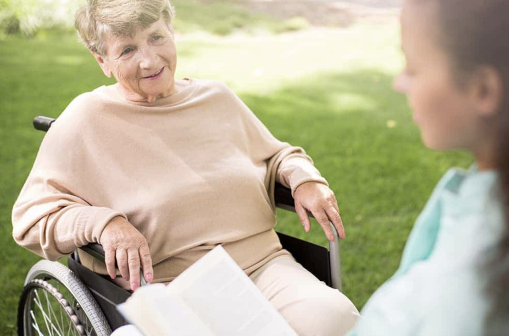 Friendly conversation during companionship visit, reducing loneliness support