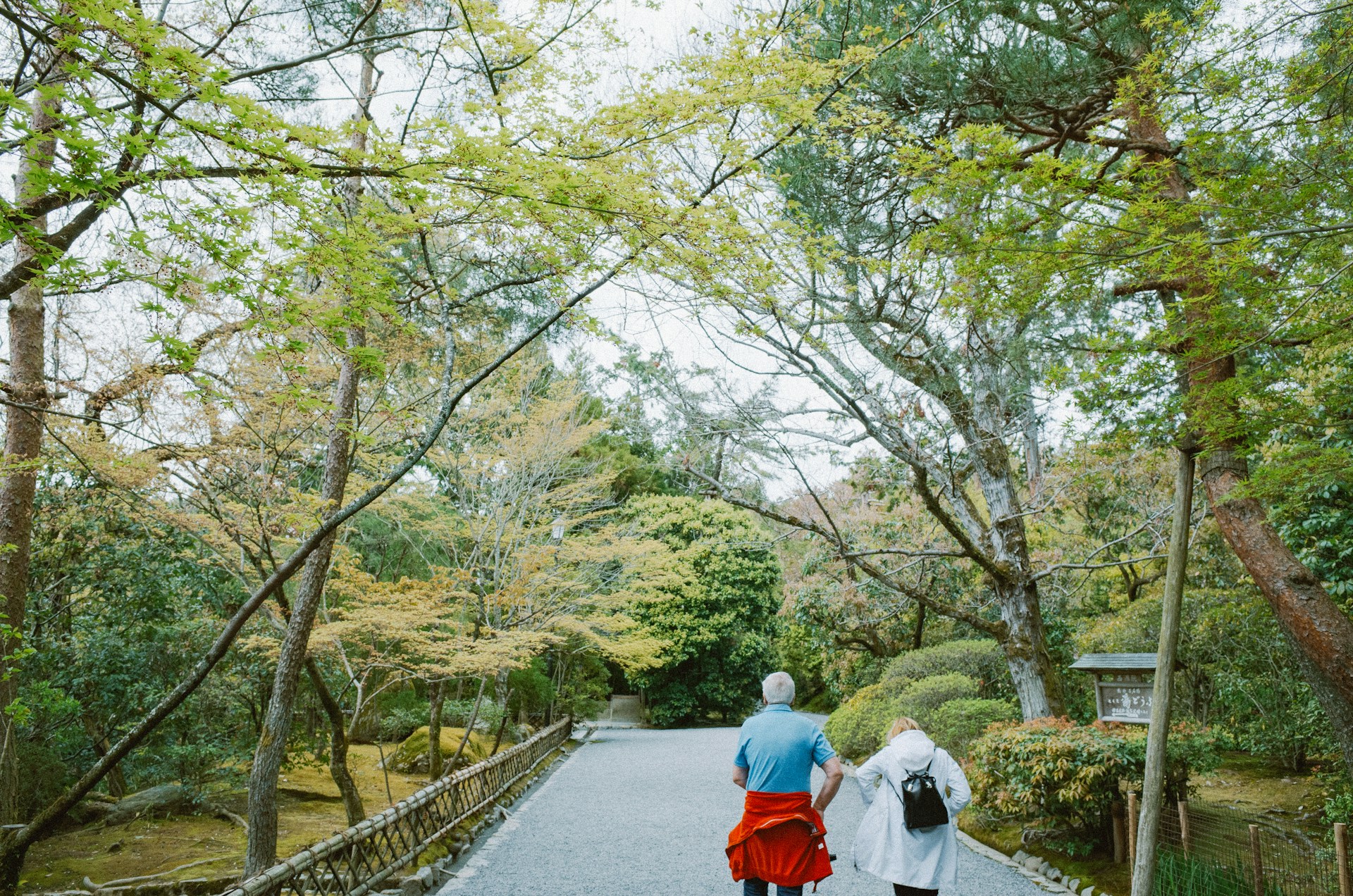 Older adult and carer enjoying a gentle walk in Scotland